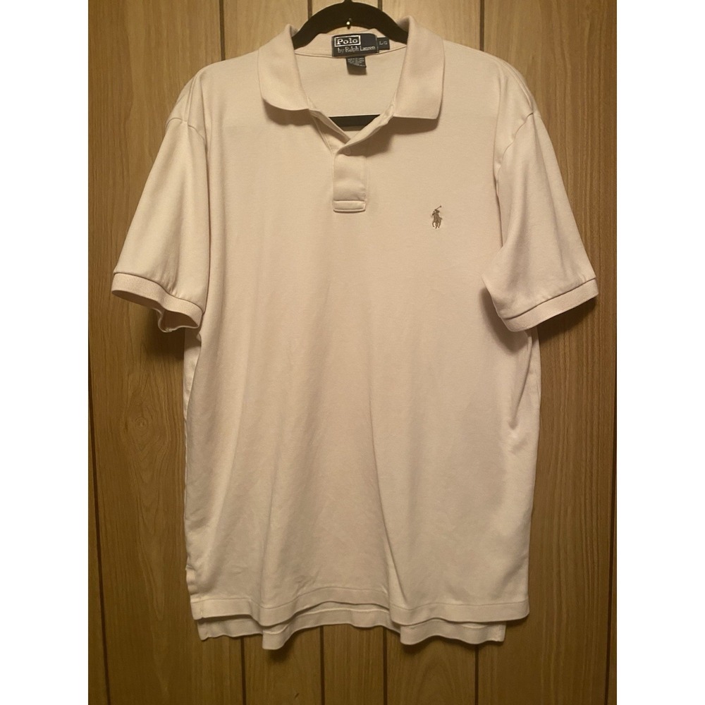 Polo Ralph Lauren Cream Cotton Polo Shirt Men's Large Pony Logo Short Sleeve